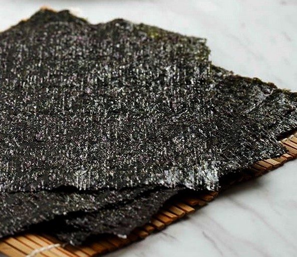 Alga nori para receita de bacalhoada vegana de palmito